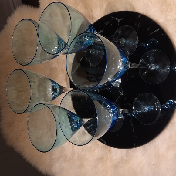 set of 6 blue azure wine glasses - Picture 3 of 6